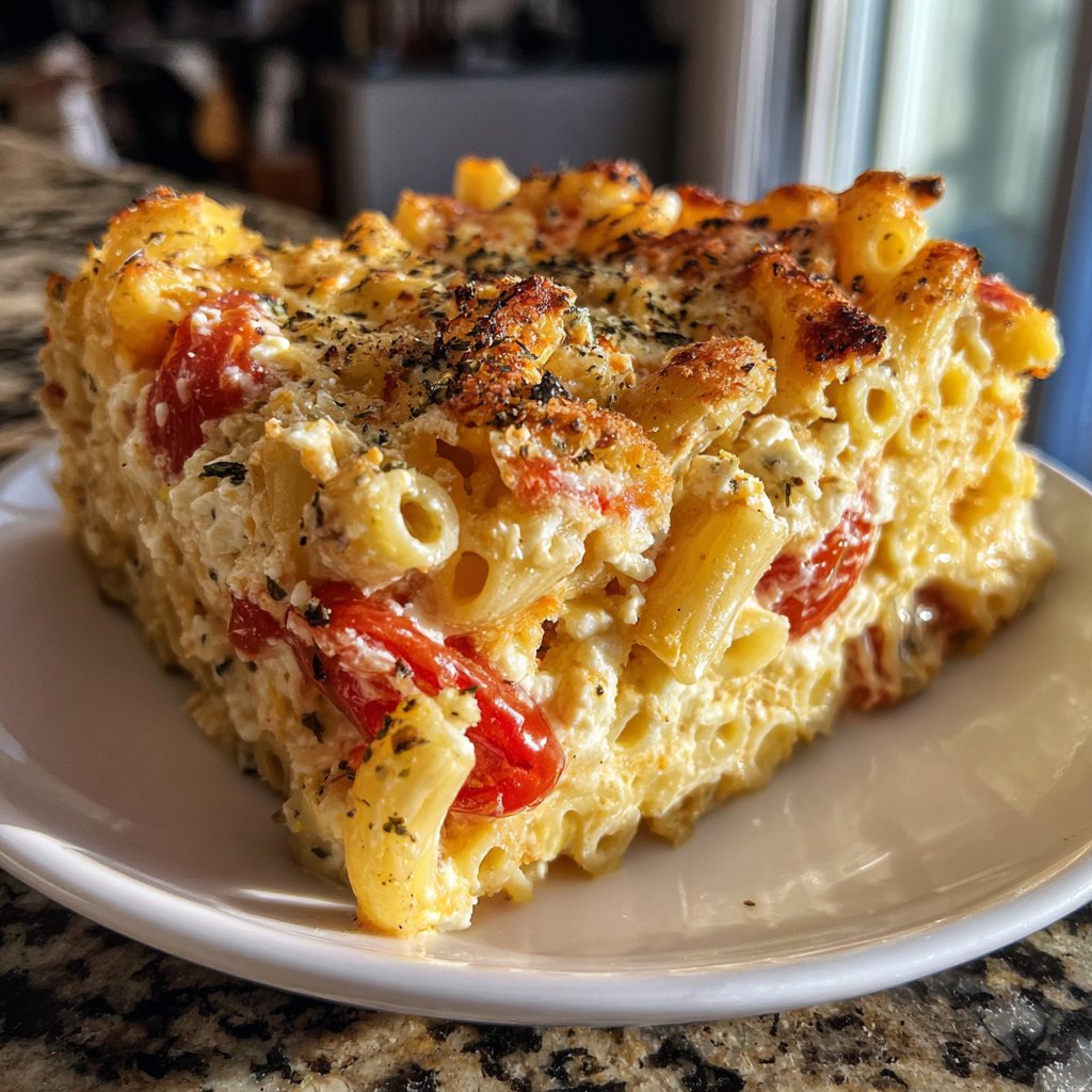 Nudelauflauf mit Tomaten und Feta