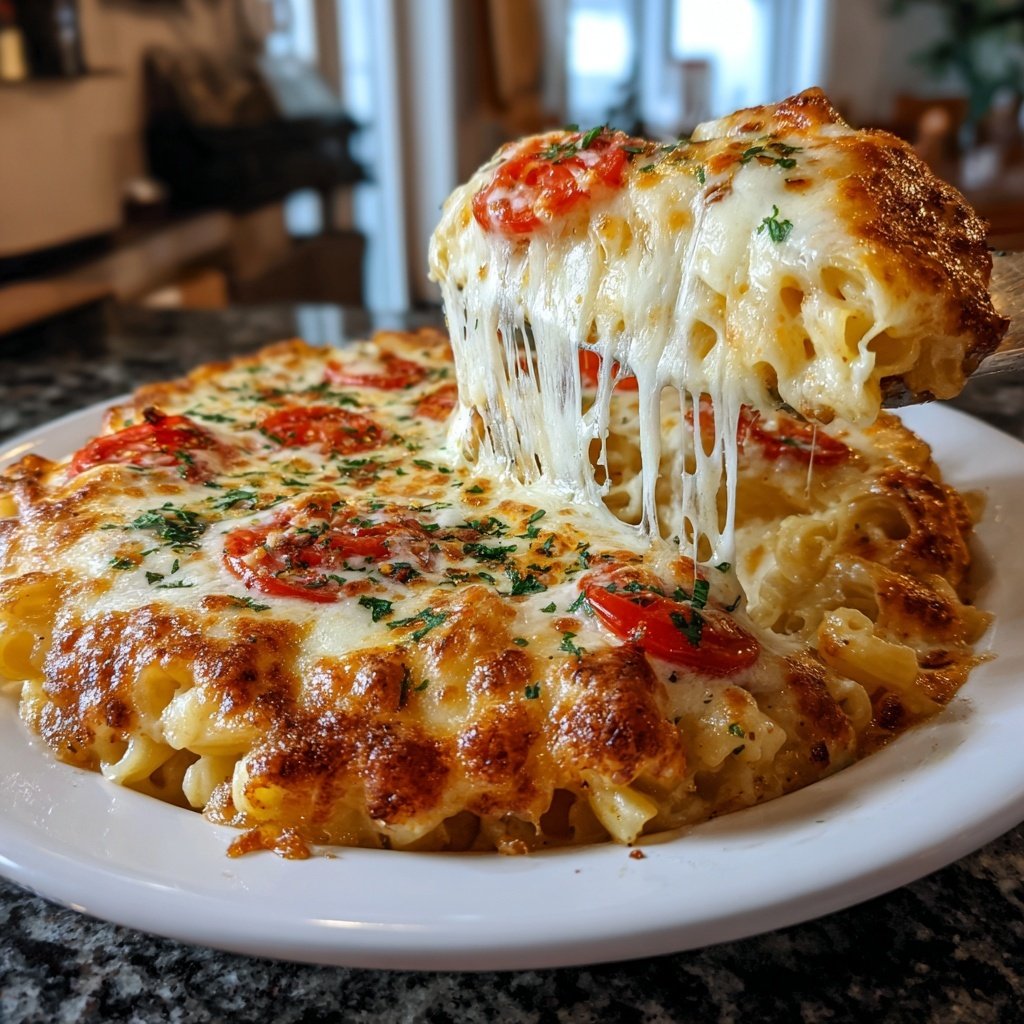 Nudelauflauf mit Tomaten und Mozzarella