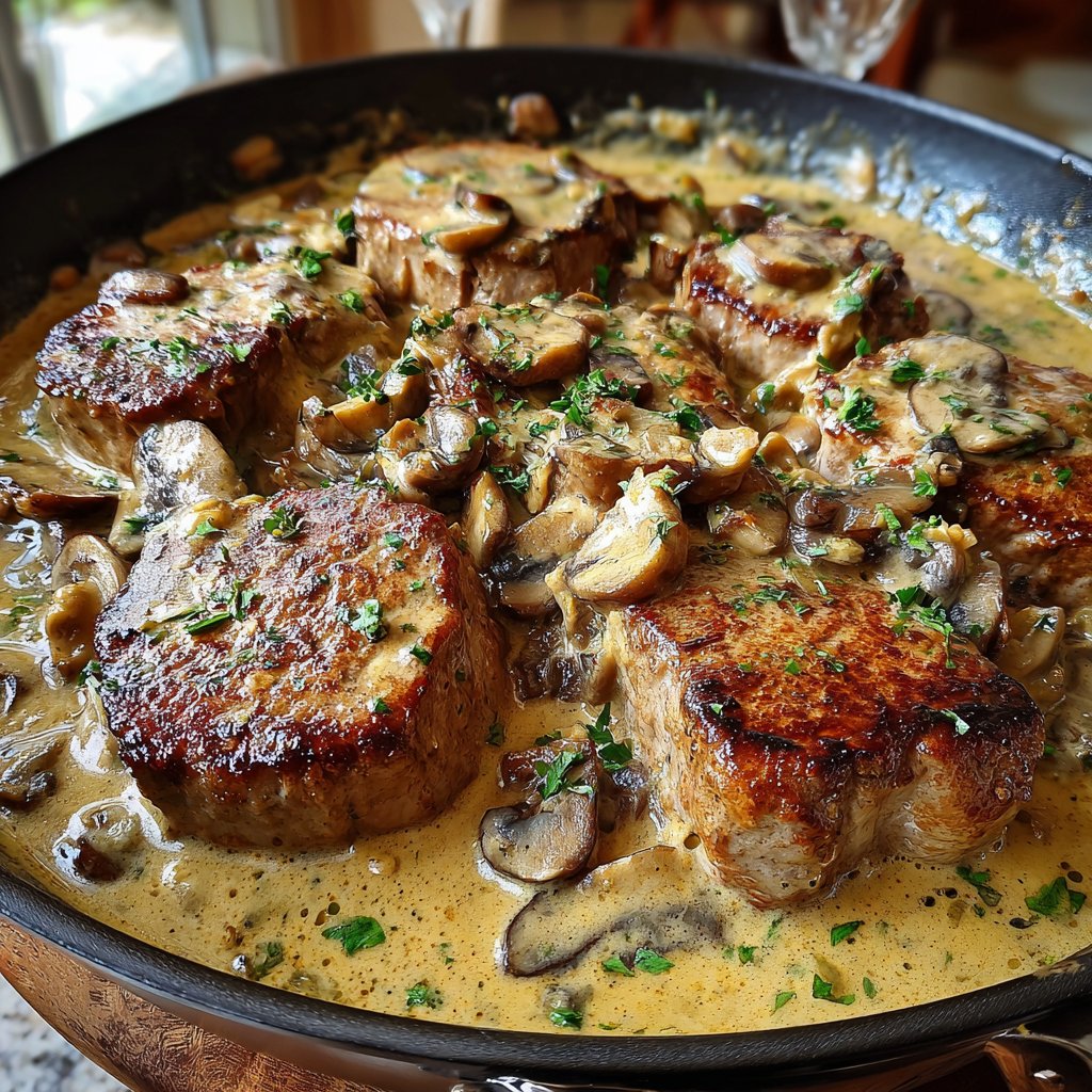 Schweinemedaillons mit Pilzrahm