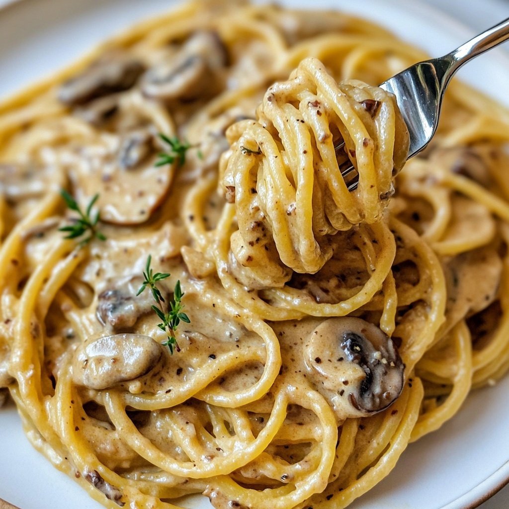 Spaghetti mit cremiger Pilzsauce