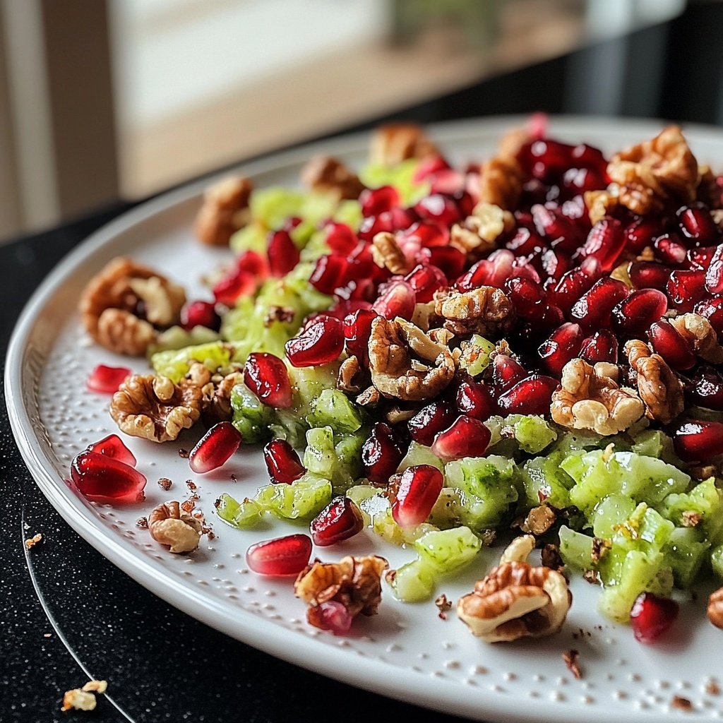 Grünkohlsalat mit Granatapfel und Walnüssen