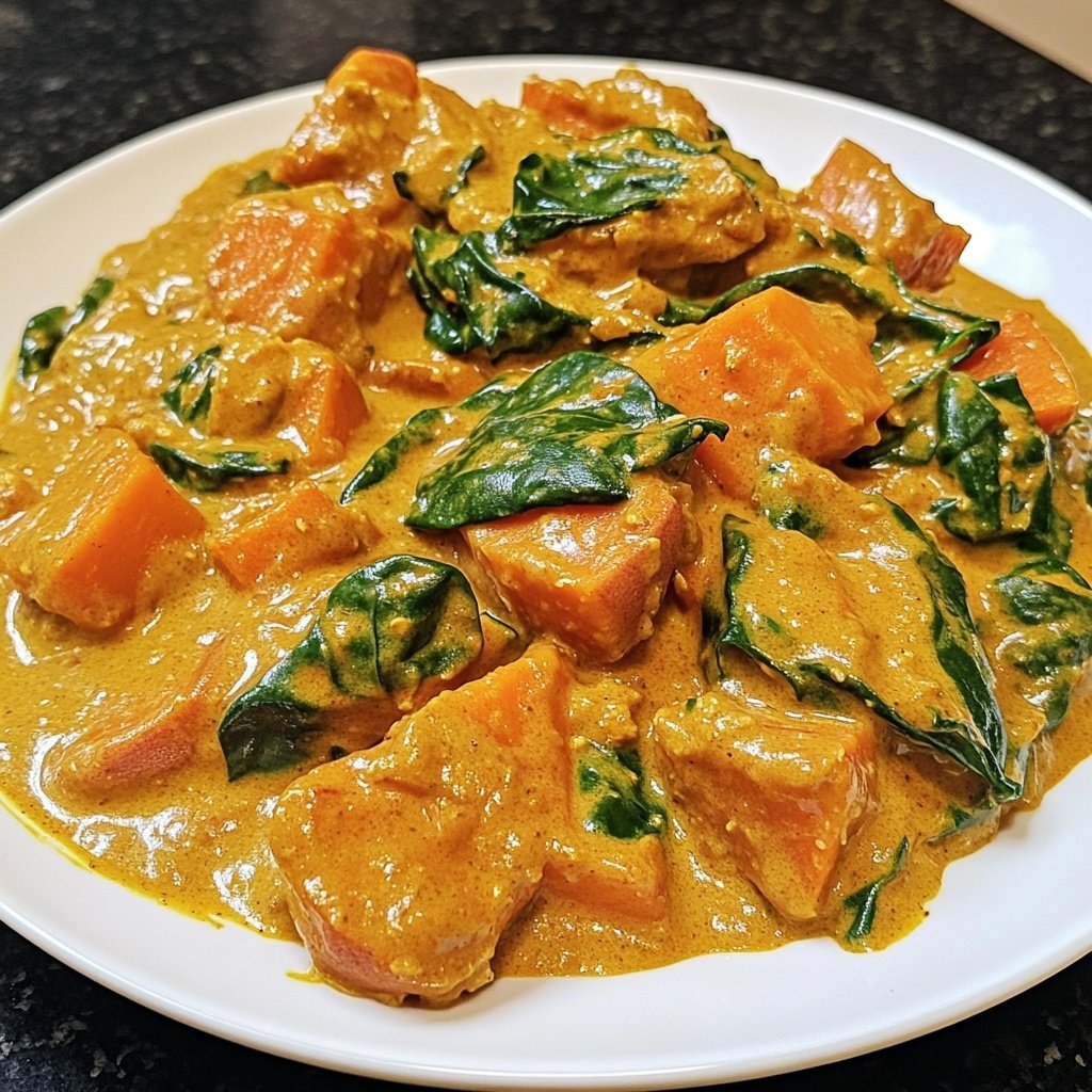 Süßkartoffelcurry mit Spinat